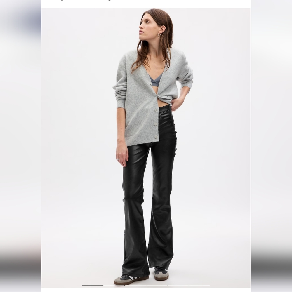 GAP High Rise Vegan Leather 70s Flare Pants, 29R